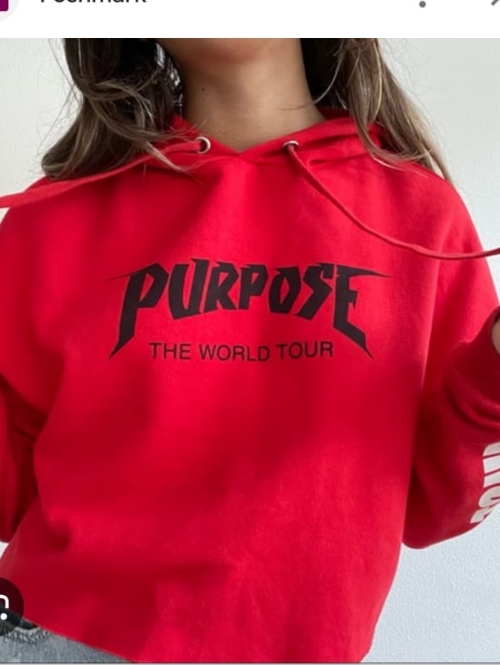 Divided by H&M Justin Bieber Purpose Tour red cropped sweatshirt size Small